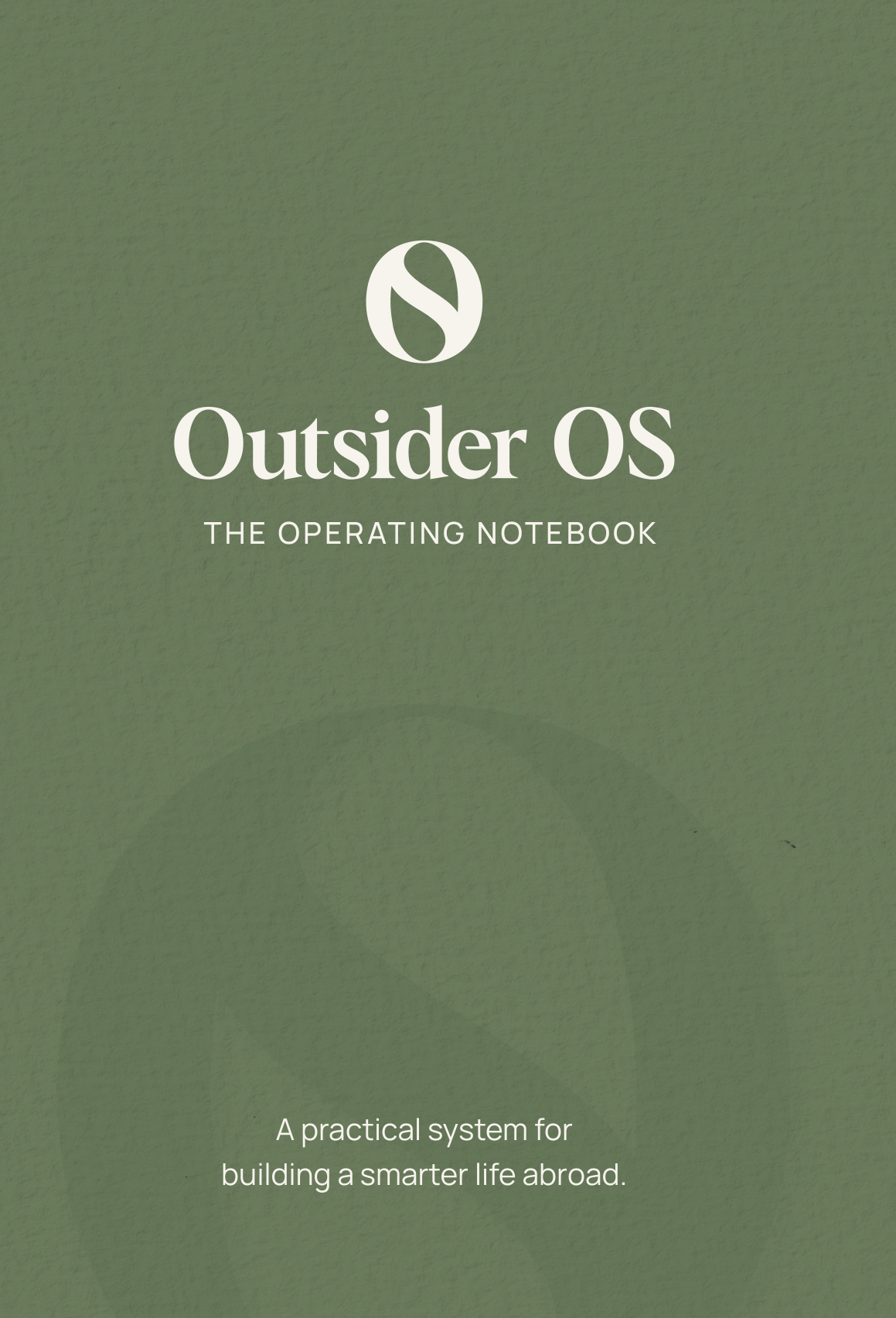 The Outsider OS Operating Notebook — sage hardcover with cream emblem